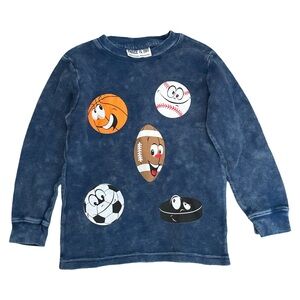 EUC Three & Out Boys Size 5 Blue Sports Graphic Long Sleeve Shirt